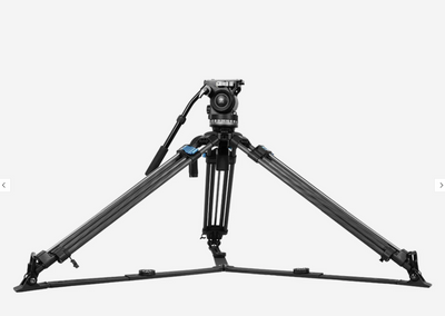 Sirui SQ75 video tripod with legs spread wide for low-angle shooting