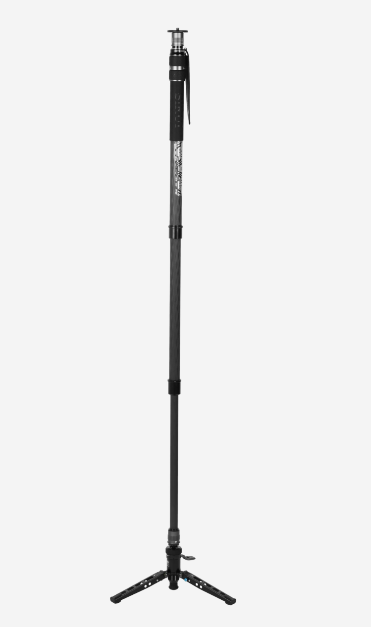 Sirui SVM-165P one-step height adjustment monopod, fully extended on its feet