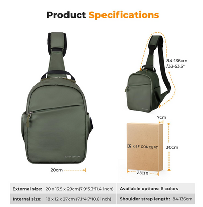 K&F CONCEPT CAMERA SLING BAG "Urban Wander 8", 5L, Green