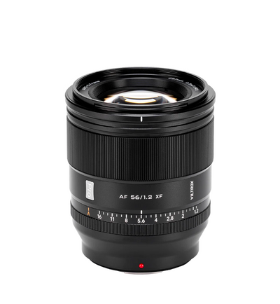 Viltrox AF 56mm f/1.2 Pro XF Fuji X lens, front view with aperture ring