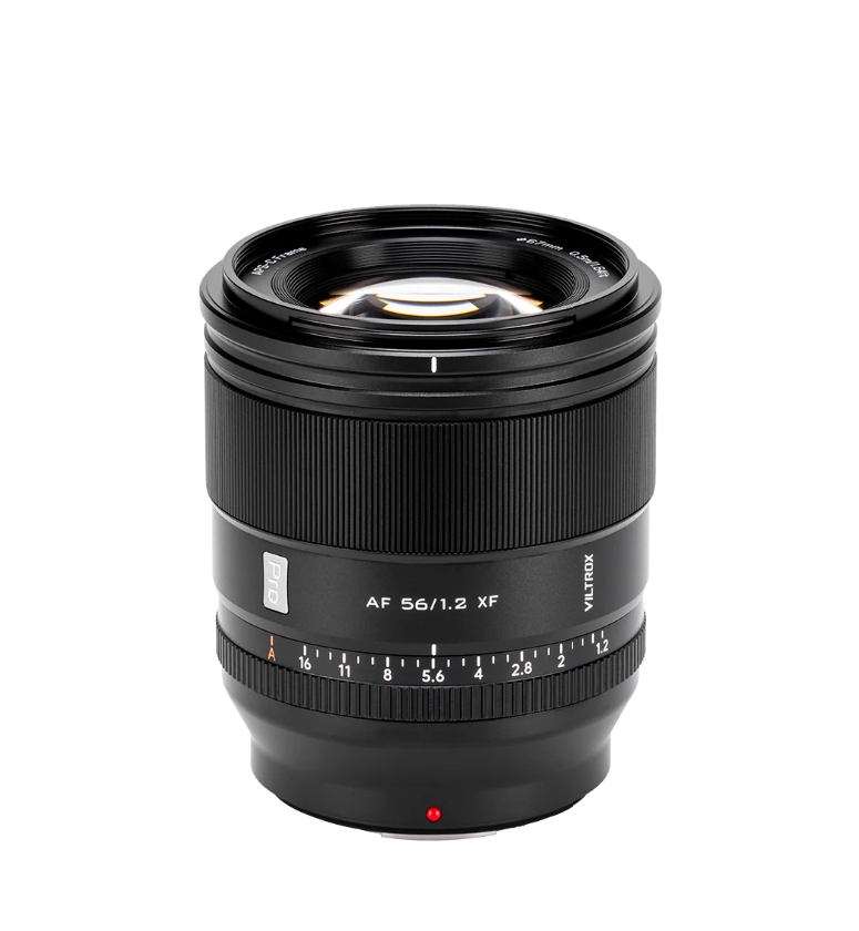 Viltrox AF 56mm f/1.2 Pro XF Fuji X lens, front view with aperture ring