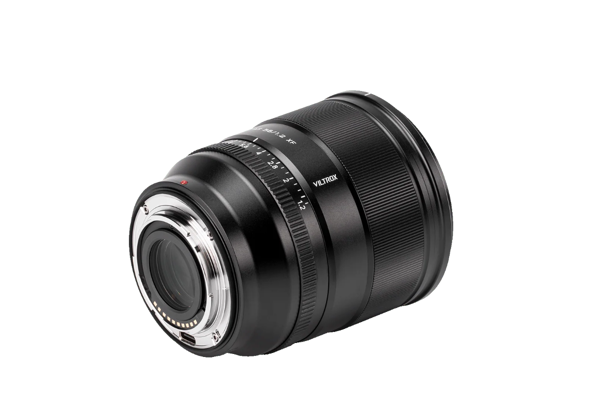 Viltrox AF 56mm f/1.2 Pro XF lens, rear view with Fujifilm X mount and USB-C port
