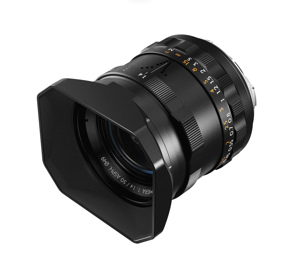 Thypoch Simera 50mm f/1.4 black with rectangular lens hood