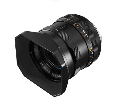 Thypoch Simera 50mm f/1.4 black with rectangular lens hood