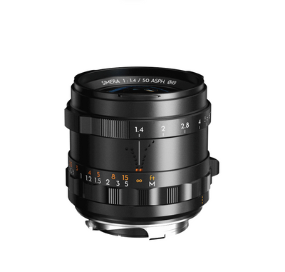 Thypoch Simera 50mm f/1.4 full-frame manual focus lens in black, front view
