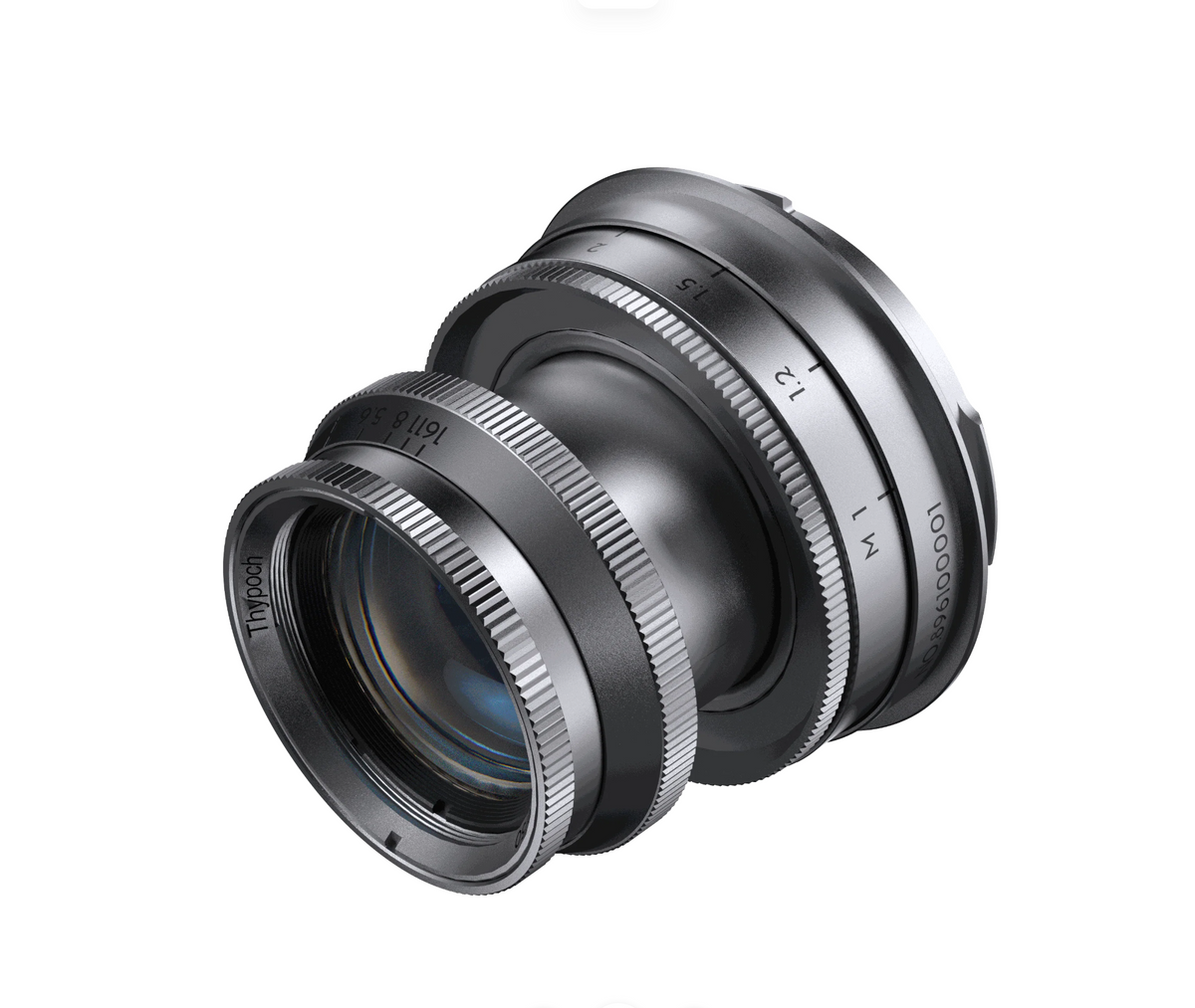 Thypoch Eureka 50mm f/2 black, extended, angled view