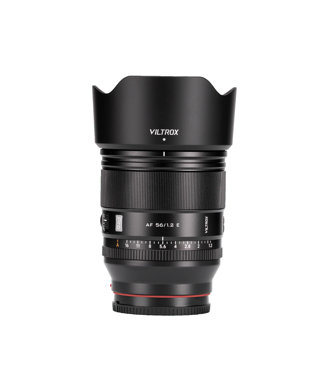 Viltrox AF 56mm f/1.2 Pro E APS-C autofocus portrait lens for Sony E-mount, with petal hood