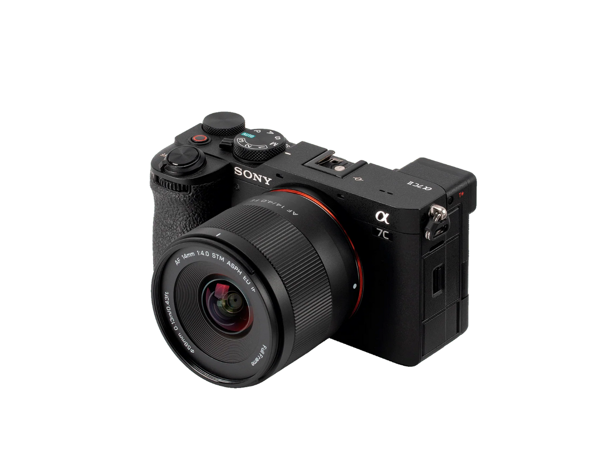Viltrox Air AF 14mm f/4 FE mounted on a black Sony A7C II camera
