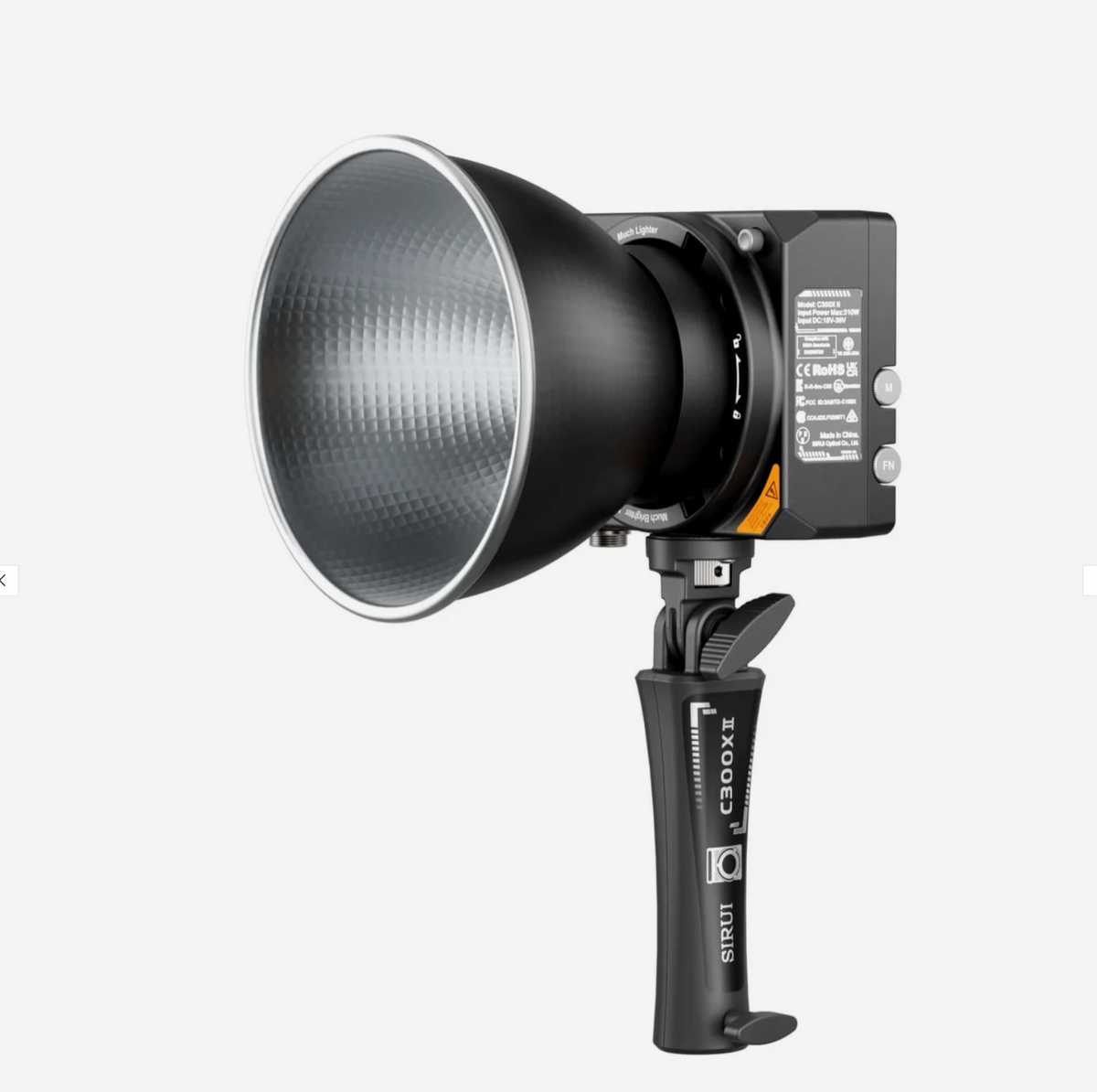 Sirui C300X-II 300W light with reflector on its handheld grip