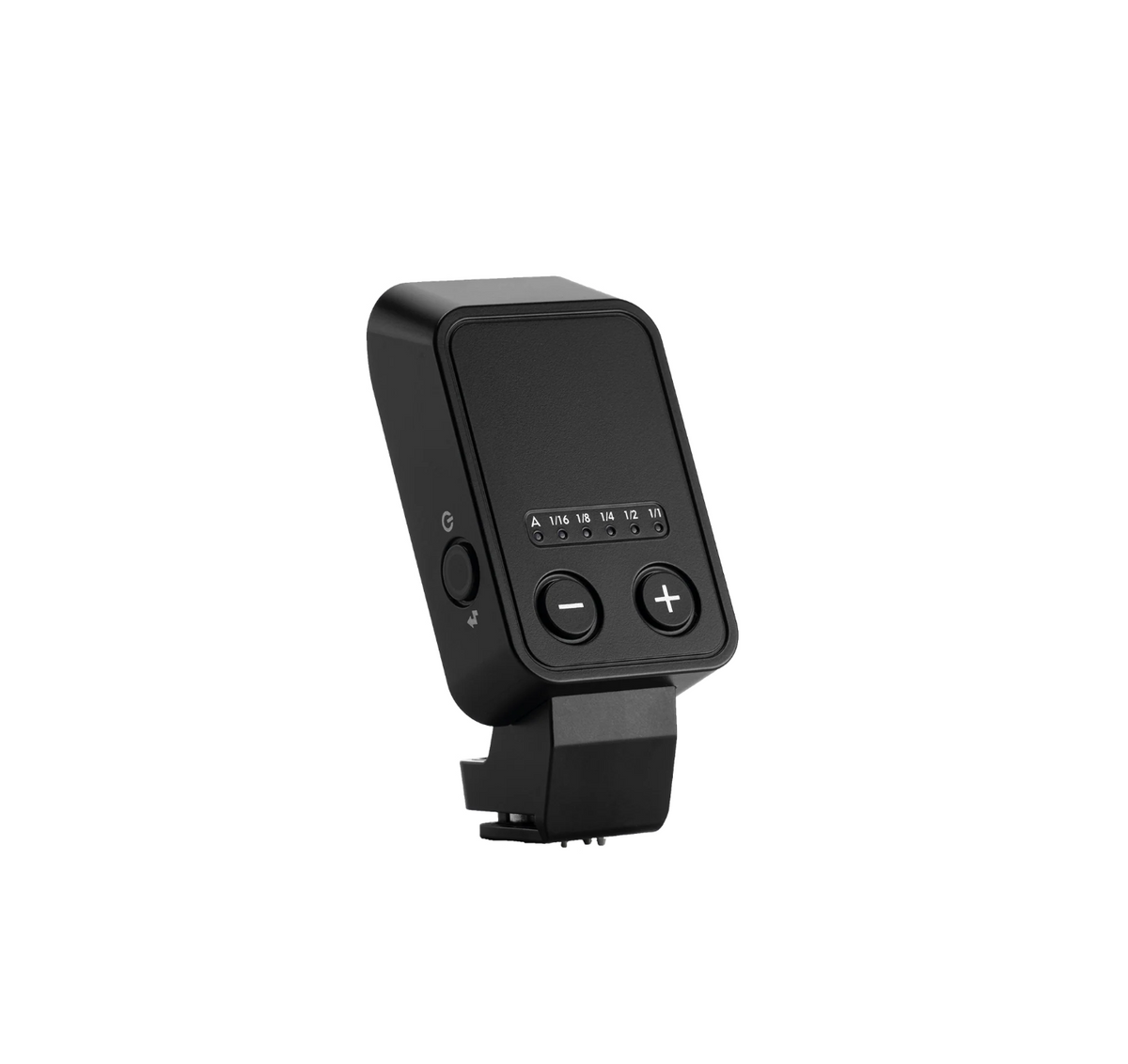 Viltrox Z2 mini flash, rear view with power level lights and plus and minus buttons