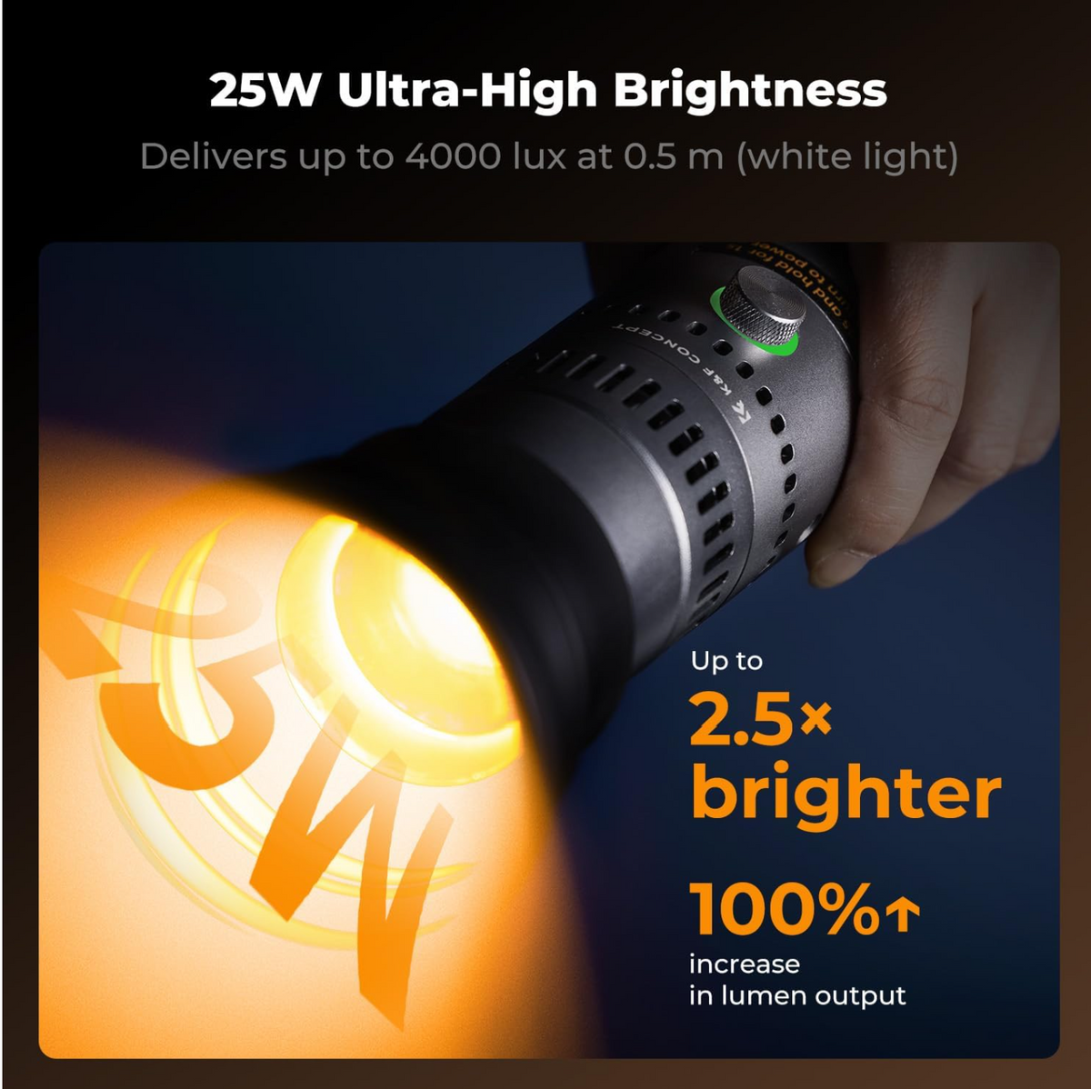 K&F Concept SP25C 25W ultra-high brightness, up to 4000 lux at 0.5m