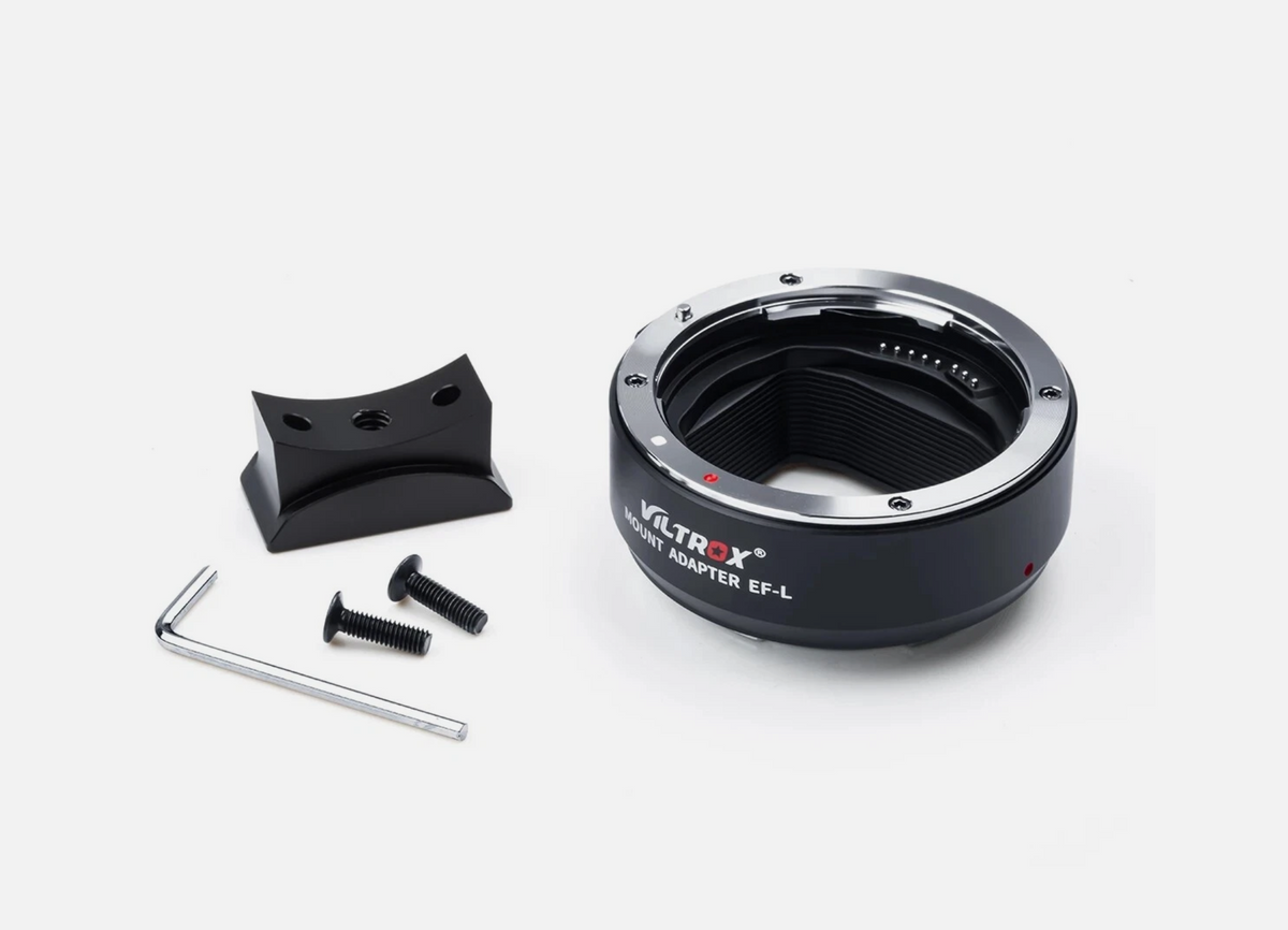 Viltrox EF-L adapter with detachable tripod foot, screws and hex key