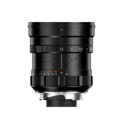Thypoch Simera 21mm f/1.4 full-frame manual focus lens for Leica M, black, front view