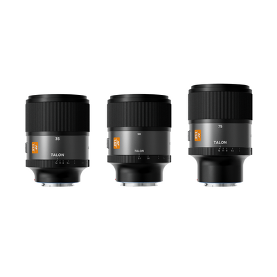 Blazar Talon 35mm, 50mm and 75mm 1.5x autofocus anamorphic lenses side by side