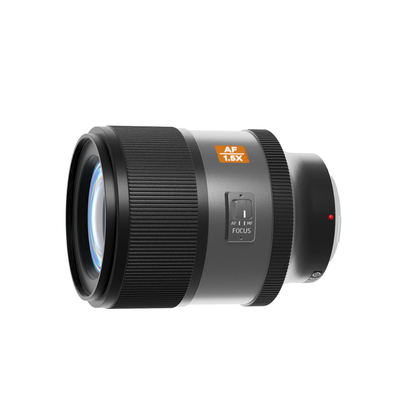 Blazar Talon 50mm 1.5x autofocus anamorphic lens, angled view of the front element