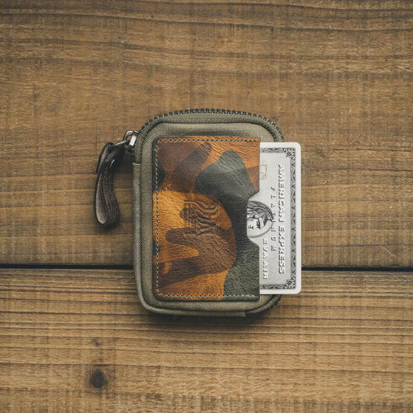 WOTANCRAFT ESSENTIAL WALLET Leather "Woodland Camo"