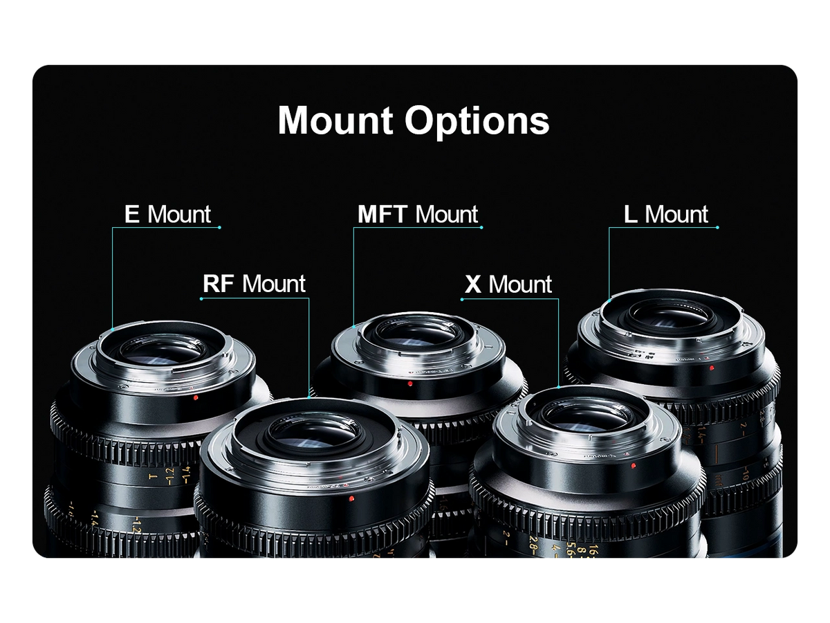 Sirui Night Walker cine lenses available in E, RF, MFT, X and L mounts