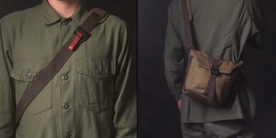 Wotancraft Pilot shoulder strap quick-release buckle in use