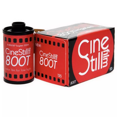 CineStill 800T tungsten 135 colour film roll and box