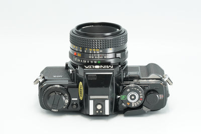 Minolta X-700 black with 50mm lens, top view