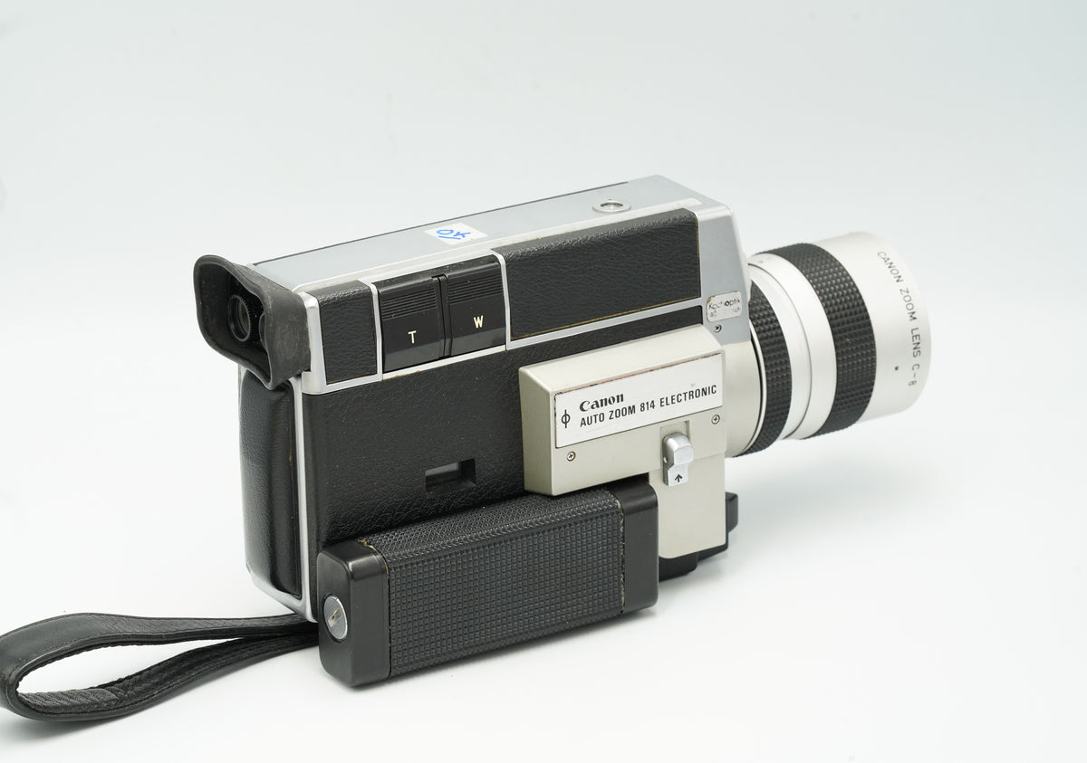 Canon Auto Zoom 814 Electronic Super 8 camera, rear view with eyepiece and pistol grip