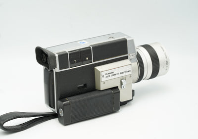 Canon Auto Zoom 814 Electronic Super 8 camera, rear view with eyepiece and pistol grip