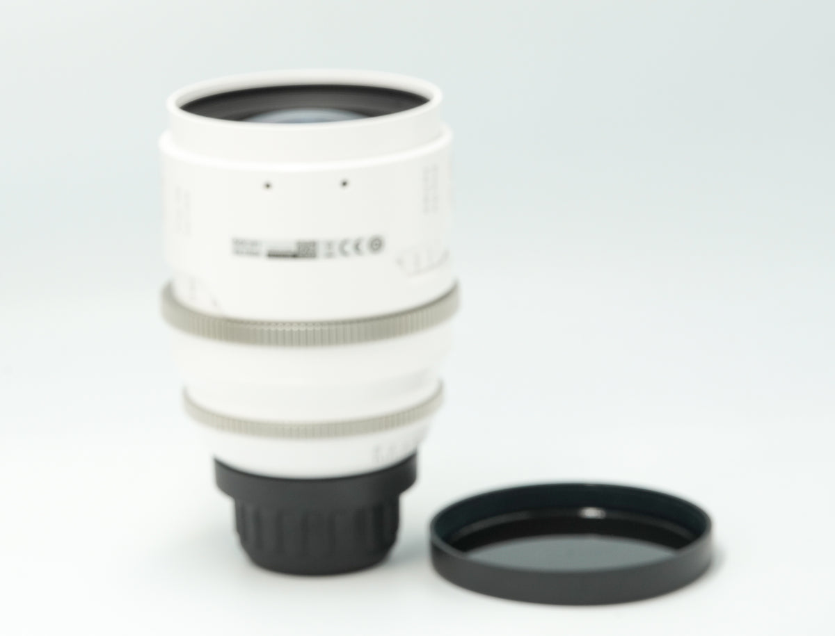 Viltrox 35mm T2.0 anamorphic cine lens, side view with PL mount and front cap