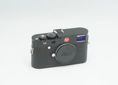 Leica M Typ 240 black digital rangefinder body, front three-quarter view