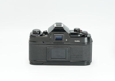 Canon A-1 black 35mm SLR, rear view with viewfinder