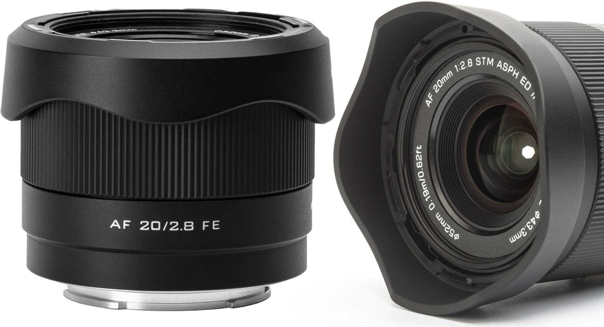 Viltrox Air AF 20mm f/2.8 FE with and without petal lens hood