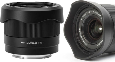 Viltrox Air AF 20mm f/2.8 FE with and without petal lens hood