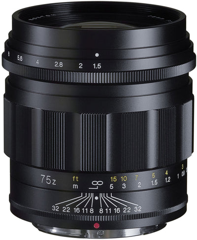 Voigtlander Nokton 75mm f/1.5 Aspherical lens for Nikon Z, black, front view