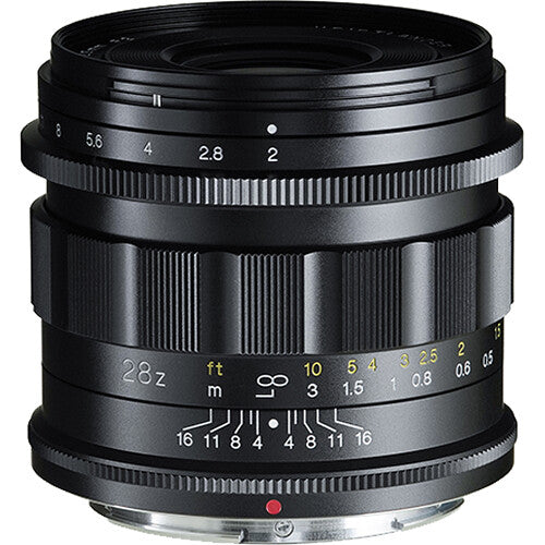 Voigtlander APO-Lanthar 28mm f/2 Aspherical lens for Nikon Z, black, front view