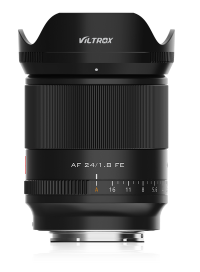 Viltrox AF 24mm f/1.8 full frame lens with petal hood