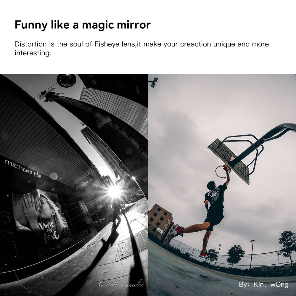 Distorted street and a basketball dunk, creative samples from the TTArtisan 11mm fisheye
