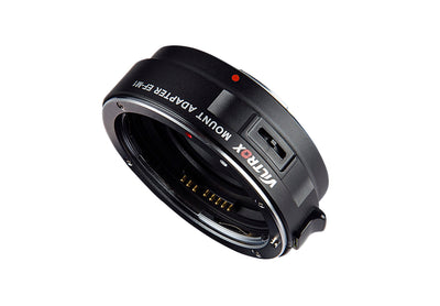 Viltrox EF-M1 mount adapter, top view with aperture switch