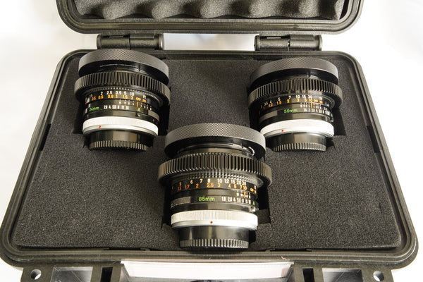 CANON FD Cine-modded MINI set (3 lenses) with FD or EF mount !
