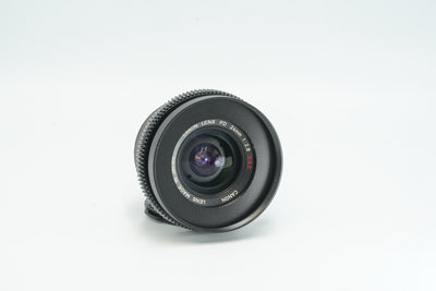 Canon FD 24mm cine-modded lens, front element with gear ring