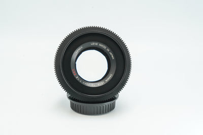 Canon FD 55mm f/1.2 S.S.C. cine mod, front view of the lens name ring