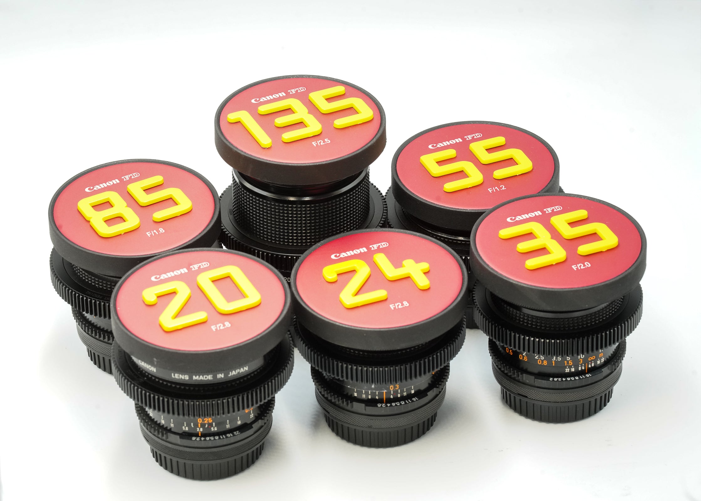 CANON FD CINE-MODDED 6-lens set with EF mount