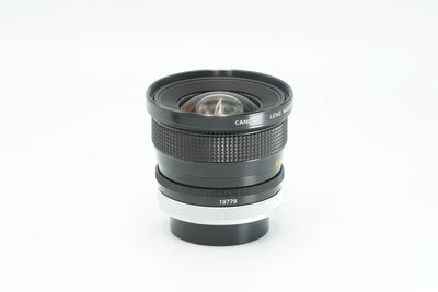 Canon FD 20mm f/2.8 S.S.C. lens, side view with serial number