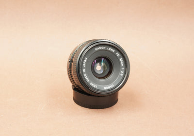 Canon FD 28mm f/2.8 wide-angle lens, one of the lens options