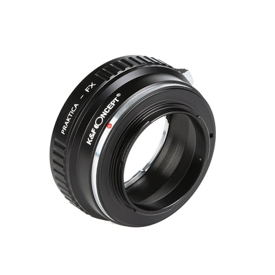 K&F Concept Praktica to FX adapter, angled view with engraving