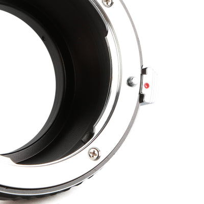 K&F Concept Praktica to FX adapter release lever and index dot close-up