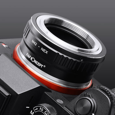 K&F Concept M42 to NEX adapter fitted to a Sony A7 body