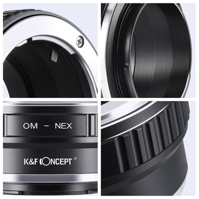 K&F Concept OM-NEX adapter details: bayonet, inner barrel and engraving
