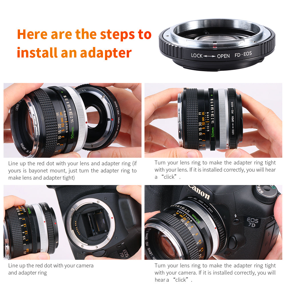 K&F CONCEPT Canon FD-EF Canon EOS Lens mount adapter (with glass)