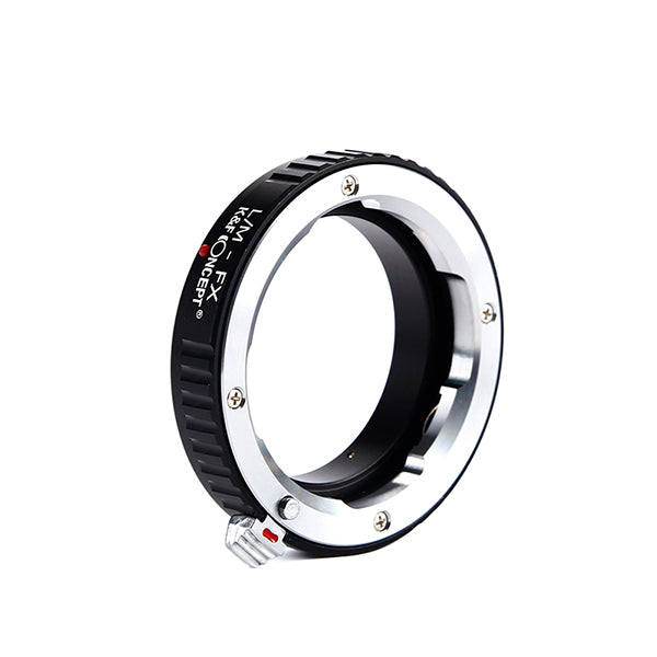 K&F Concept LM to FX adapter, angled Leica M mount view with release lever