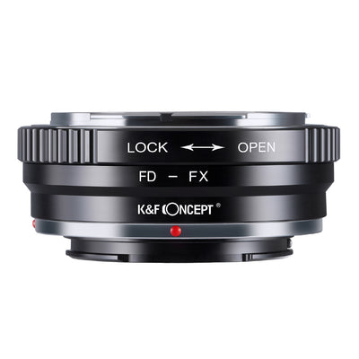K&F Concept FD-FX adapter, front view with lock and open markings