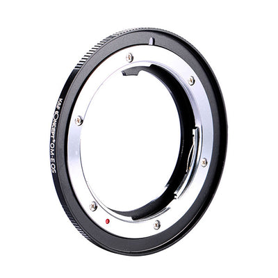 K&F Concept OM to EOS adapter, angled EF mount view